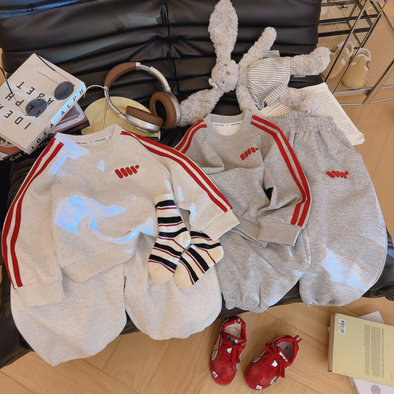 Baloo Bear Set copii de toamnă: hanorac și pantaloni cu broderie, două piese, pentru băieți și fete