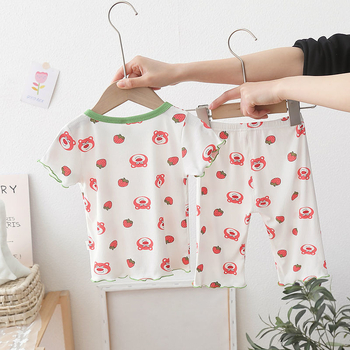 Set pijamale din ice silk pentru fete, stil coreean de vară