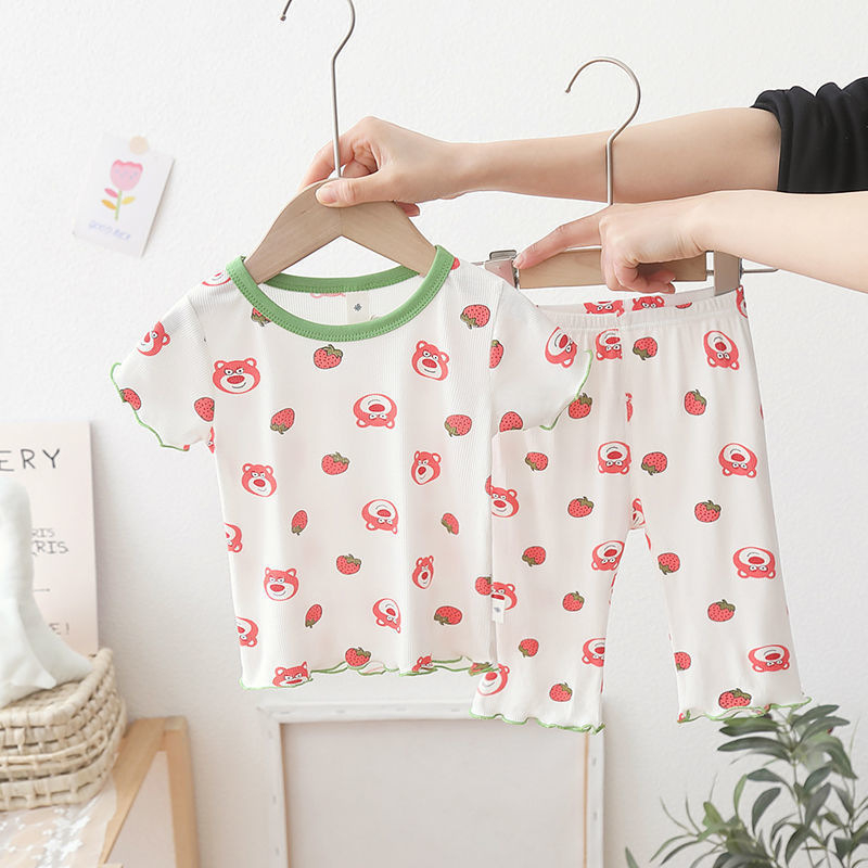 Set pijamale din ice silk pentru fete, stil coreean de vară