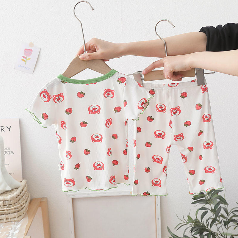 Set pijamale din ice silk pentru fete, stil coreean de vară