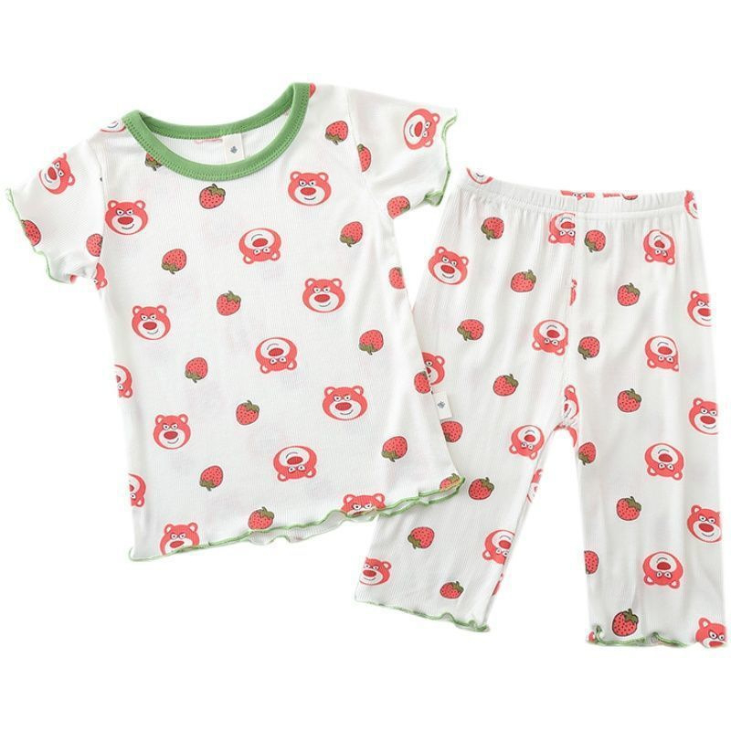 Set pijamale din ice silk pentru fete, stil coreean de vară