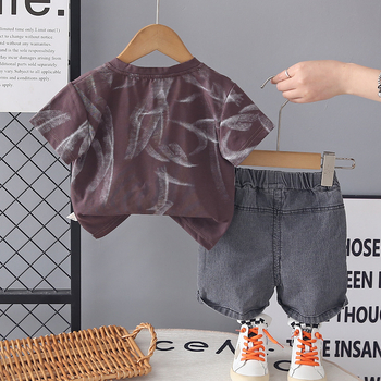 Set de vară pentru copii din două piese: tricou cu mânecă scurtă și pantaloni scurți, bumbac, imprimeu cu litere, unisex, stil coreean