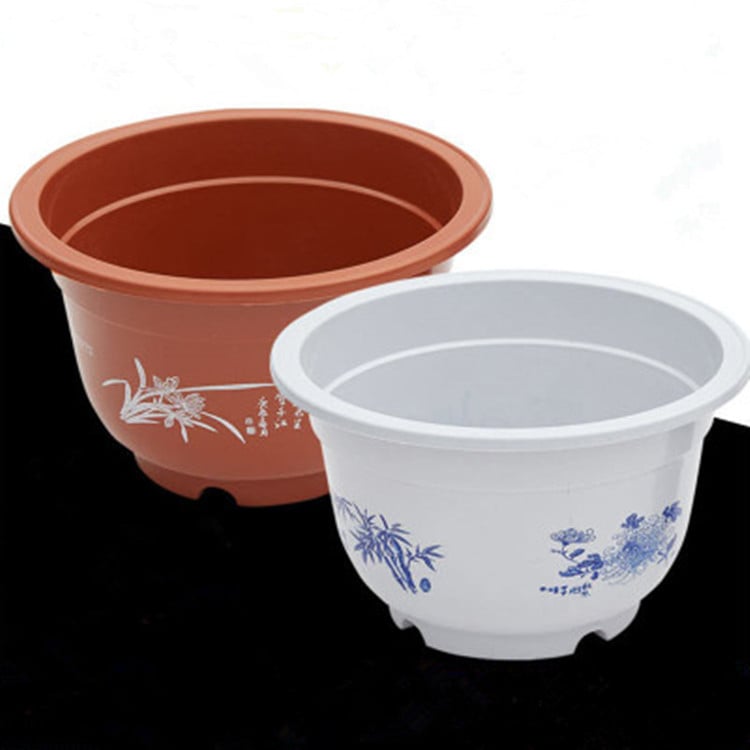 Ghiveci circular din plastic, mare, cu pereți groși, pentru balcon, pentru răsaduri și suculente