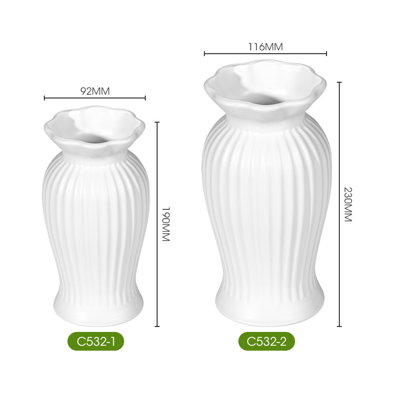Vază de flori din plastic cu lalele artificiale, decor pentru sufragerie