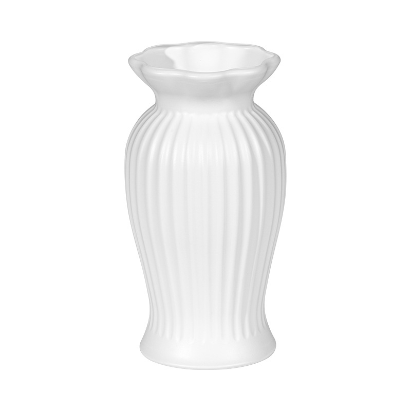 Vază de flori din plastic cu lalele artificiale, decor pentru sufragerie