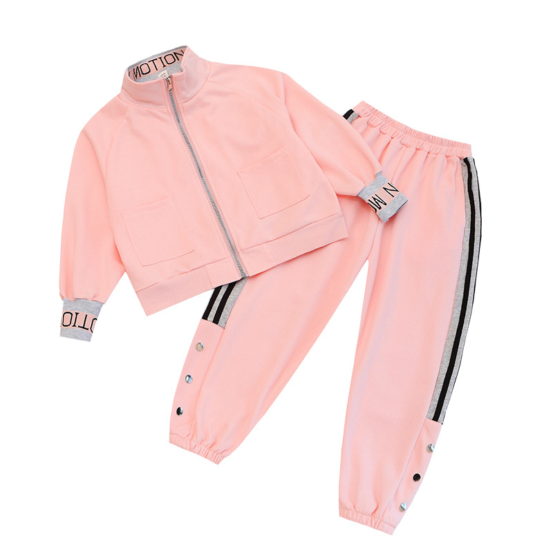 Set de toamnă pentru fetițe, două piese, din bumbac, stil sport, pentru copii mai mari