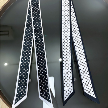 Accesoriu multifuncțional din mătase pentru păr și șal, cu buline, 115×5 cm, universal pentru toate anotimpurile
