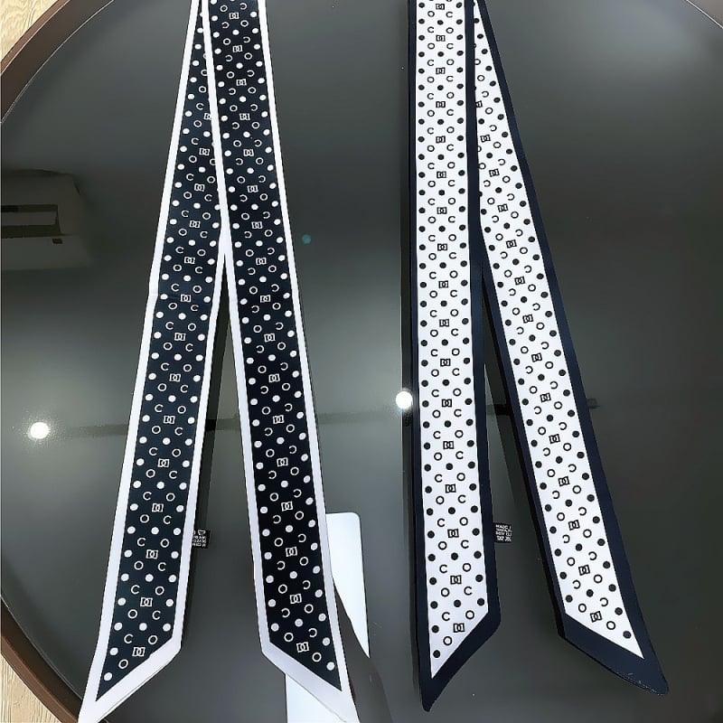 Accesoriu multifuncțional din mătase pentru păr și șal, cu buline, 115×5 cm, universal pentru toate anotimpurile