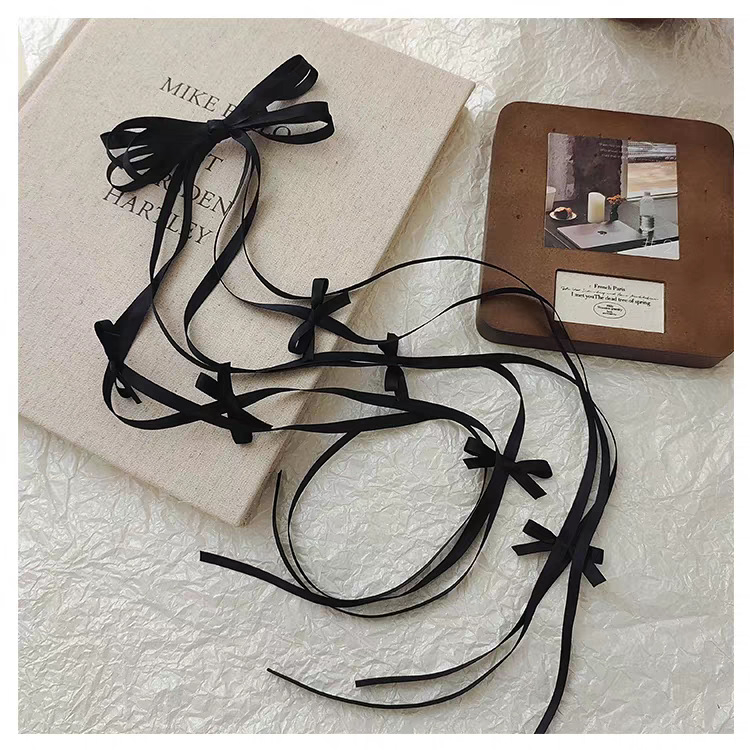 Clip de păr cu funda lungă din panglică, în stil balet, cu clips lateral și clips pentru breton — accesorii pentru păr