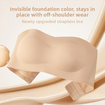 Bustier bandeau fără bretele, cu patru straturi antiderapante, pentru sâni mici, cupe detașabile