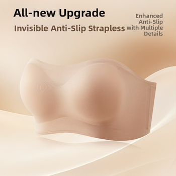 Bustier bandeau fără bretele, cu patru straturi antiderapante, pentru sâni mici, cupe detașabile