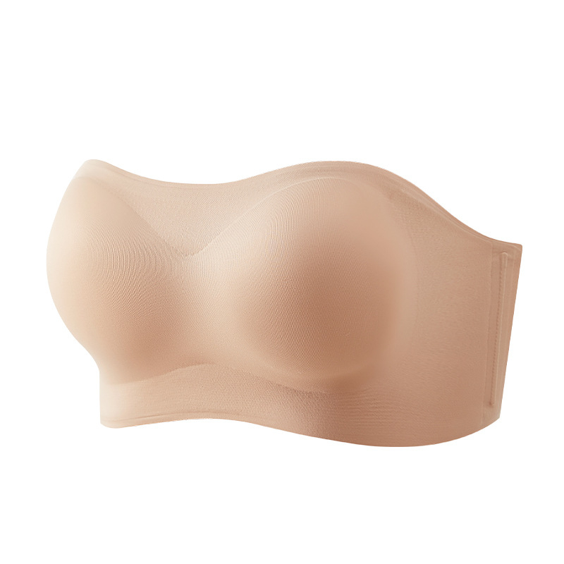 Bustier bandeau fără bretele, cu patru straturi antiderapante, pentru sâni mici, cupe detașabile