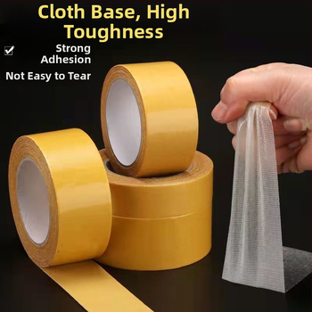 Bandă dublu-adezivă din material textil pentru rosturile covoarelor și podele, aderență înaltă, galbenă