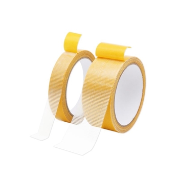 Bandă dublu-adezivă din material textil pentru rosturile covoarelor și podele, aderență înaltă, galbenă