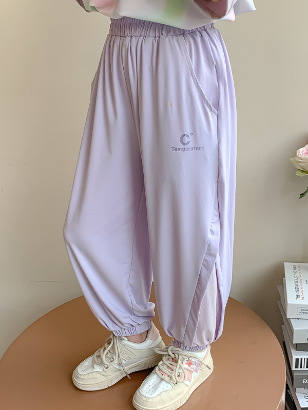 Pantaloni de vară din Ice Silk pentru fetițe, protecție împotriva țânțarilor, ușori, uscare rapidă, pantaloni sport pentru copii