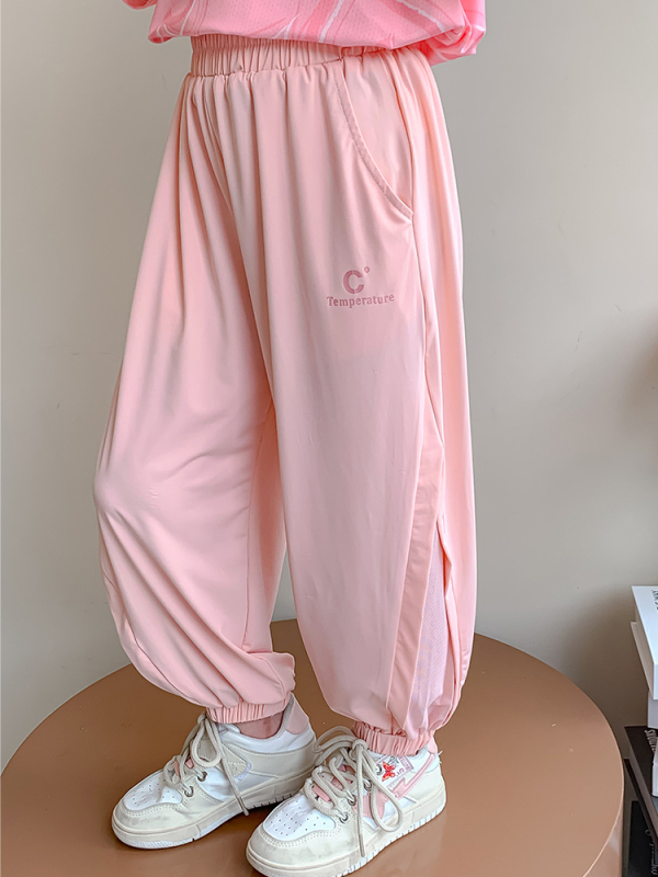 Pantaloni de vară din Ice Silk pentru fetițe, protecție împotriva țânțarilor, ușori, uscare rapidă, pantaloni sport pentru copii