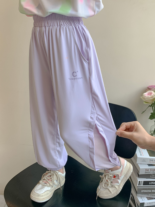 Pantaloni de vară din Ice Silk pentru fetițe, protecție împotriva țânțarilor, ușori, uscare rapidă, pantaloni sport pentru copii
