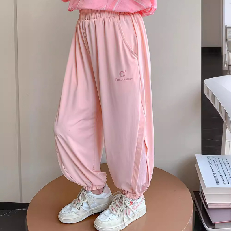Pantaloni de vară din Ice Silk pentru fetițe, protecție împotriva țânțarilor, ușori, uscare rapidă, pantaloni sport pentru copii