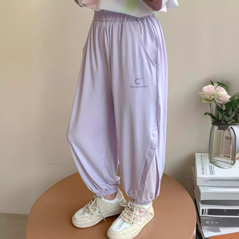 Pantaloni de vară din Ice Silk pentru fetițe, protecție împotriva țânțarilor, ușori, uscare rapidă, pantaloni sport pentru copii