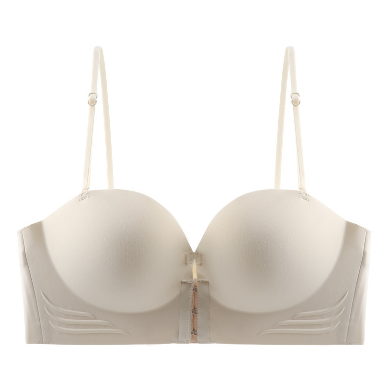 Sutien fără cusături, fără bretele, cu închidere frontală, adaptat pentru bust mic, respirabil, cu efect push-up, pentru femei.