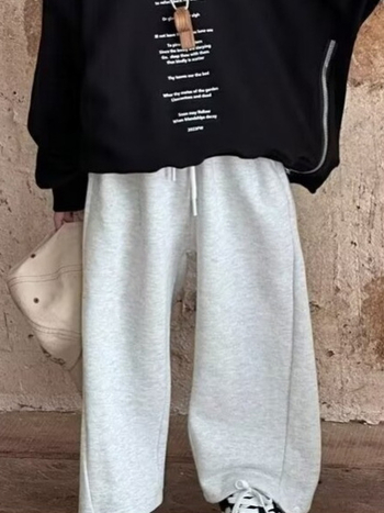 Pantaloni sport pentru copii, culoare solidă, unisex, vară, croi lejer, drept și larg, lungime cropped