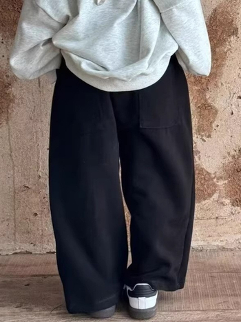 Pantaloni sport pentru copii, culoare solidă, unisex, vară, croi lejer, drept și larg, lungime cropped