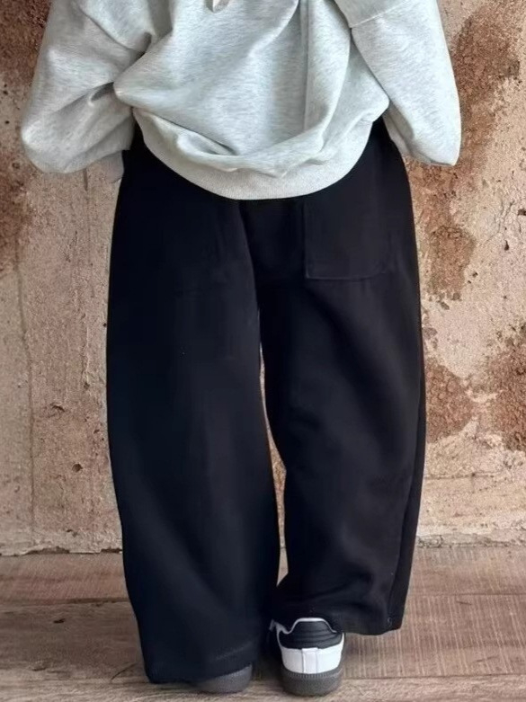 Pantaloni sport pentru copii, culoare solidă, unisex, vară, croi lejer, drept și larg, lungime cropped