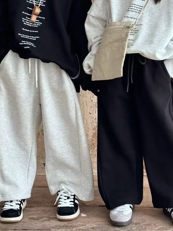 Pantaloni sport pentru copii, culoare solidă, unisex, vară, croi lejer, drept și larg, lungime cropped