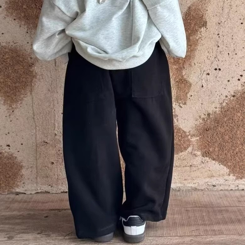 Pantaloni sport pentru copii, culoare solidă, unisex, vară, croi lejer, drept și larg, lungime cropped