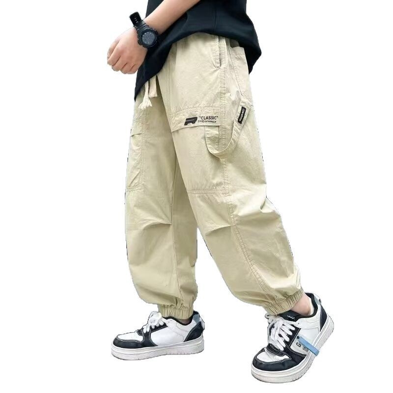 Pantaloni cargo anti țânțari pentru copii, vară ușori, nailon, stil casual
