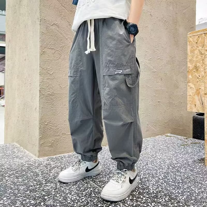 Pantaloni cargo anti țânțari pentru copii, vară ușori, nailon, stil casual