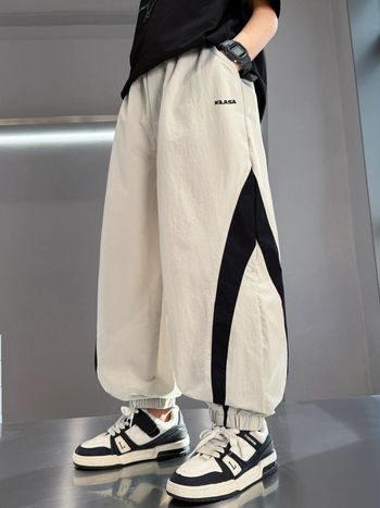 Pantaloni jogger casual pentru copii, vară, ușori, 2026 nou stil pentru copii mai mari, pantaloni sport lungi cu talie elastică.