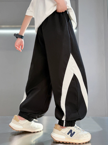Pantaloni jogger casual pentru copii, vară, ușori, 2026 nou stil pentru copii mai mari, pantaloni sport lungi cu talie elastică.