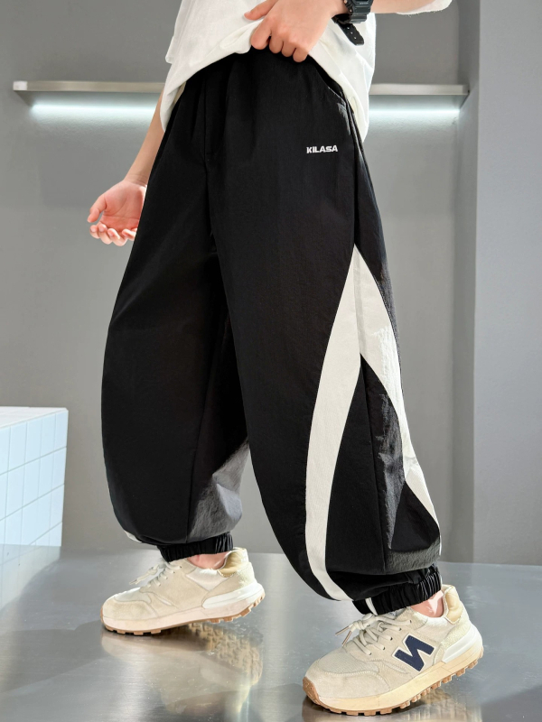 Pantaloni jogger casual pentru copii, vară, ușori, 2026 nou stil pentru copii mai mari, pantaloni sport lungi cu talie elastică.