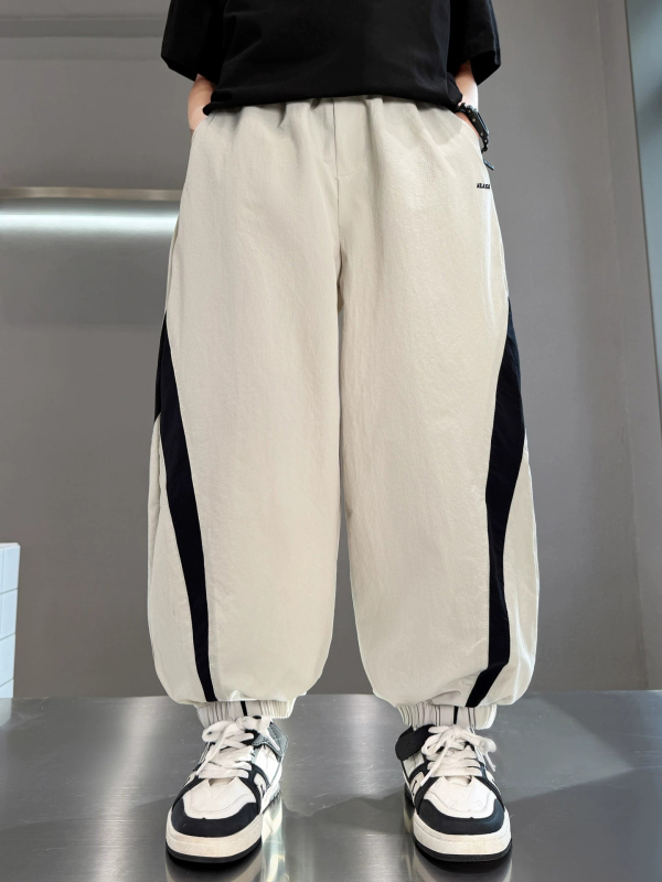 Pantaloni jogger casual pentru copii, vară, ușori, 2026 nou stil pentru copii mai mari, pantaloni sport lungi cu talie elastică.