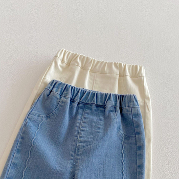 Jeans pentru fete, stil coreean, cu fundă, culoare solidă, primăvară 2026, pentru copii 3-8 ani