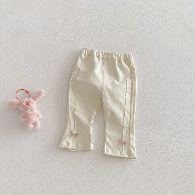 Jeans pentru fete, stil coreean, cu fundă, culoare solidă, primăvară 2026, pentru copii 3-8 ani