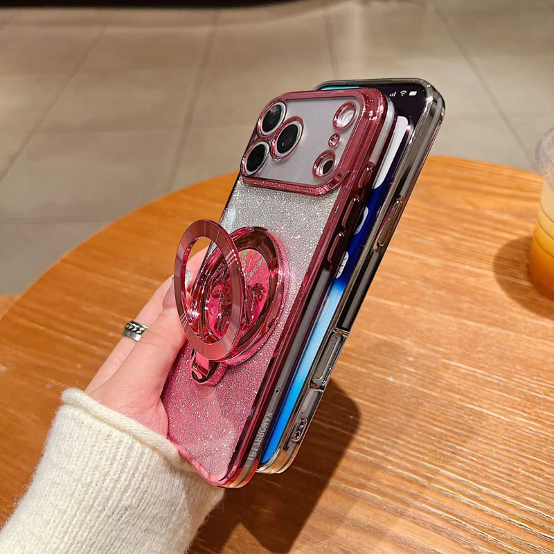 Carcasa Xiaomi compatibilă cu noile modele, cu stand, finisaj electroplatat cu sclipici, stil chinezesc festiv