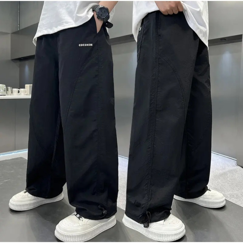 Pantaloni sport de vară pentru copii, din bumbac, croială dreaptă, casual, pentru copii peste 8 ani