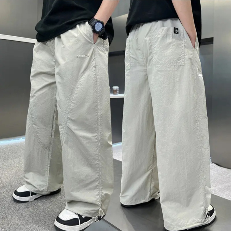Pantaloni sport de vară pentru copii, din bumbac, croială dreaptă, casual, pentru copii peste 8 ani
