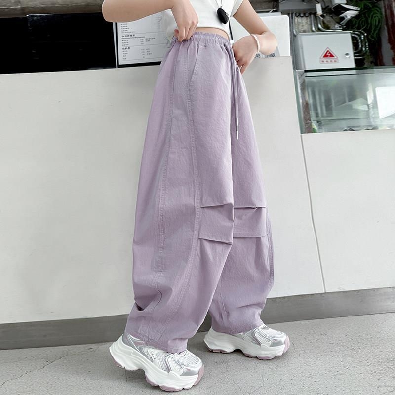 Pantaloni de vară subțiri din Ice-Silk pentru fete, anti-țânțari, croială lejeră, cu picior curbat, pentru copii