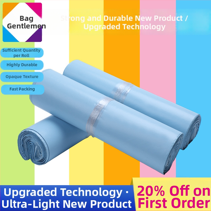 Saci express HDPE - groși, mari, culoare albastru gheață, ambalaj impermeabil, dimensiuni 20x35–50x60 cm, capacitate 0–15 kg, logo imprimat prin serigrafie, imprimare multicoloră, logo personalizabil