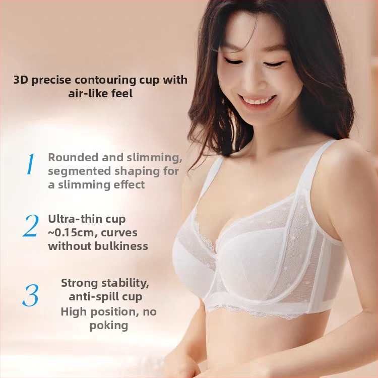 Sutien plus size EF, cupă completă, acoperire totală, ultra-subțire, cu armătură, dantelă sexy, face sânii să pară mai mici