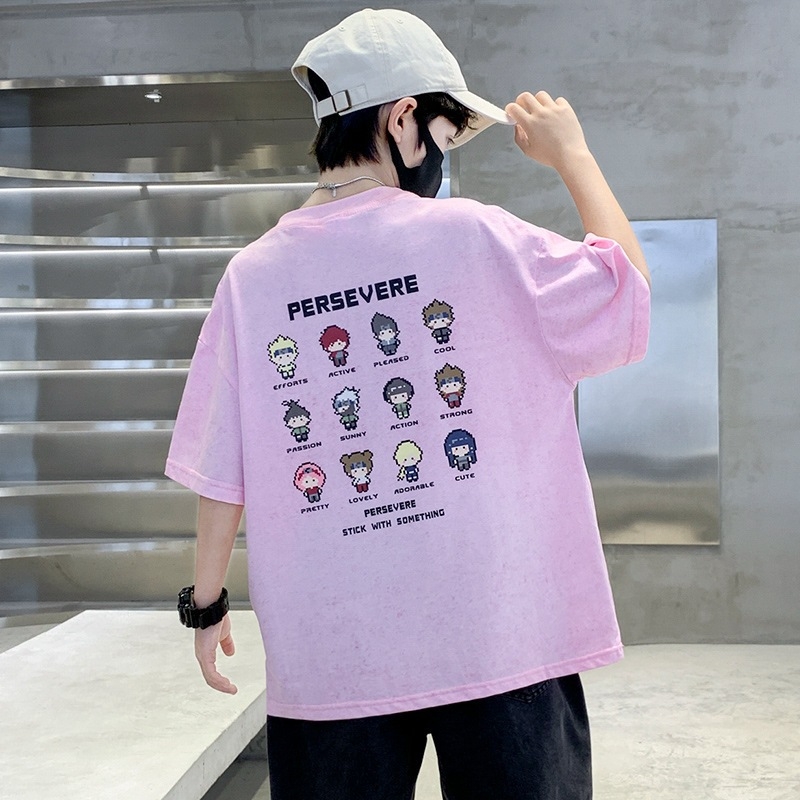 2026 Tricou băieți cu mânecă scurtă pentru vară, din bumbac, guler rotund, stil modern