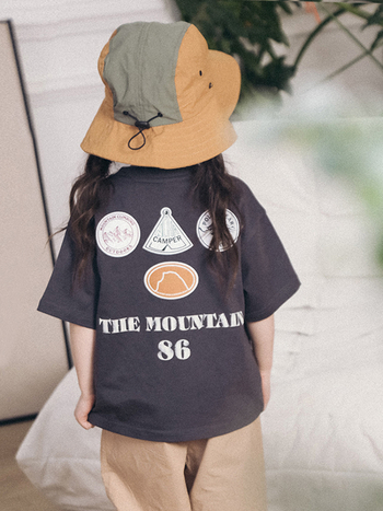Tricou pentru fete, mâneci scurte, stil camping în aer liber, bumbac moale plăcut pielii, pentru copii 3-8 ani