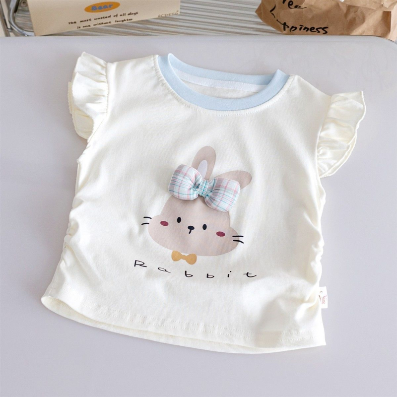 Beautiful as Tricou de vară pentru fete, cu imprimeu iepuraș drăguț - mâneci scurte, pentru copii 3–8 ani