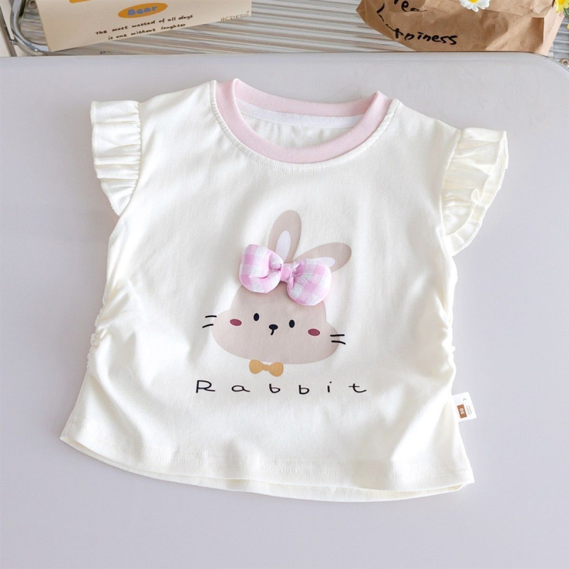Beautiful as Tricou de vară pentru fete, cu imprimeu iepuraș drăguț - mâneci scurte, pentru copii 3–8 ani