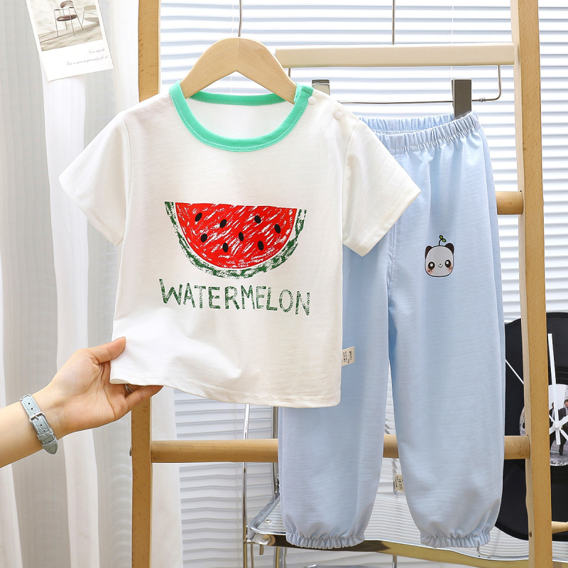 Tricou pentru copii cu mâneci scurte, 100% bumbac, vară 2026, stil coreean, imprimeu fructe și litere