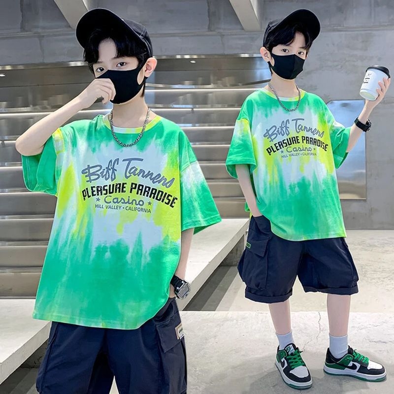 Tricou tie-dye pentru băieți, mânecă scurtă, 100% bumbac, vară 2026