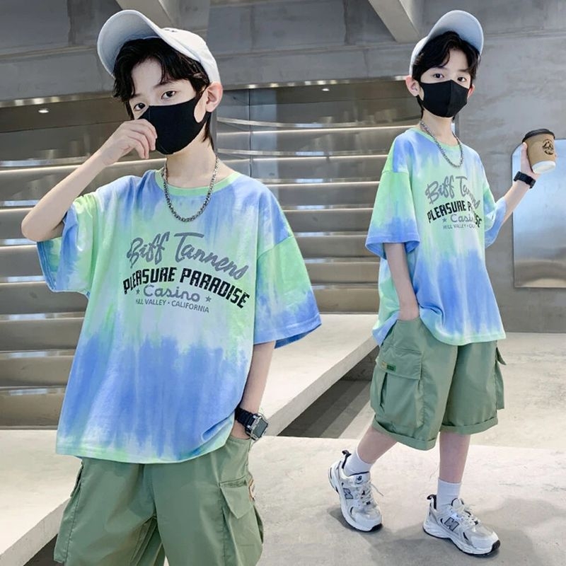 Tricou tie-dye pentru băieți, mânecă scurtă, 100% bumbac, vară 2026